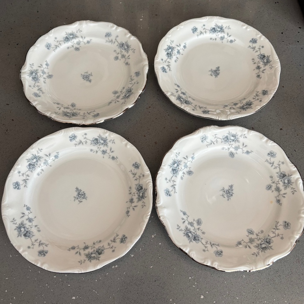 Vintage set of 4 Johann Haviland Blue Garland 6.25" bread plates
